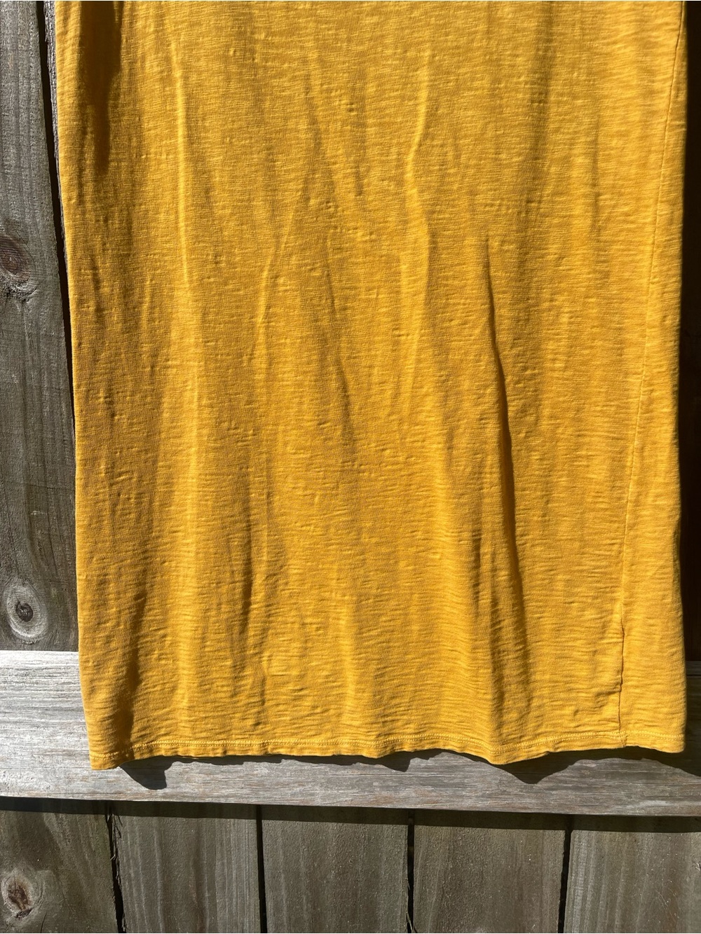 Women's Short Sleeve Scoop Neck Cotton Dresses - Mustard Yellow and Black Sz S - Picture 3 of 10